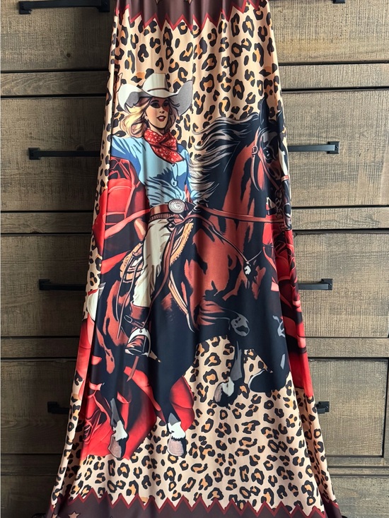 Lucky & Blessed Dresses & Skirts - Cowgirl Print Dress - Red, Black & Tan